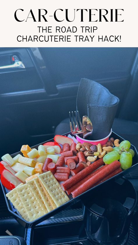 Car Cuterie Board, Road Trip Charcuterie Board, Car Charcuterie Board, Car Snacks For Adults, Hotel Snacks For Adults, Road Trip Charcuterie, Car Ride Snacks Road Trips, Snacks For Road Trip Travel Foods, Car Snacks Road Trips