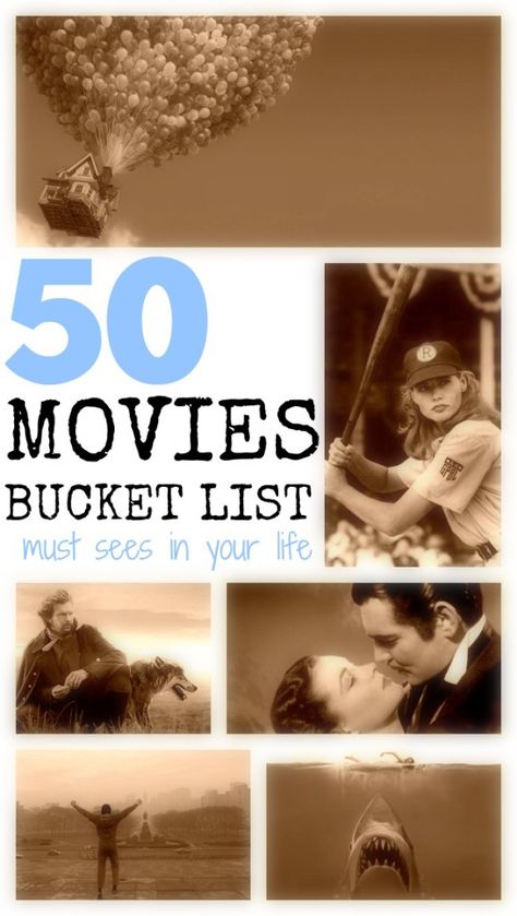 My Movie Bucket List | 50 Must See Movies In Your Lifetime - Ready for a fun movie challenge? Here's a list of the 50 best movies to see before you die Bucket List For Summer, Must See Movies, Movie Bucket List, Bucket List Movie, Movie Challenge, Best Movies List, Best Action Movies, Summer Challenge, Summer Movie