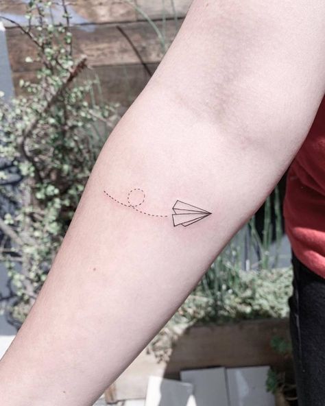 Paper Airplane Tattoos, Paper Plane Tattoo, Wrist Bracelet Tattoo, Plane Tattoo, Cute Simple Tattoos, Astronaut Tattoo, Patriotic Tattoos, Airplane Tattoos, Armband Tattoos