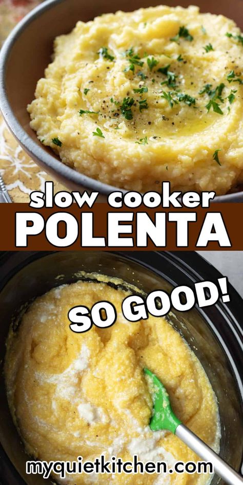 Slow Cooker Vegan Polenta Polenta Crockpot Recipes, Crock Pot Polenta, Polenta In Rice Cooker, Slow Cooker Polenta, Vegan Polenta Recipes Dinners, Polenta Vegan Recipes, Crockpot Polenta, Vegan Polenta Recipes, Polenta Recipes Vegan