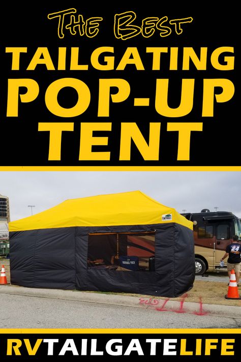 Find out what's the best tailgating pop-up tent and why you need to invest in this quality tailgate tent before your next big RV tailgate. Hot, cold, windy, rainy... this is awesome all-weather tailgate gear that you need! Great for RV camping and extending your outdoor living space no matter the weather. #tailgate #tailgating #RV #outdoorliving #football #nascar #baseball #festivals #bestrvideas Tailgate Decorations, Tent Weights, Tailgate Tent, Tailgate Gear, Football Tailgate, Instant Canopy, Tax Time, Camper Ideas, Water Weight