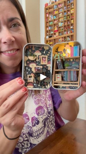 49K views · 16K reactions | What a fun and beautiful kit-I absolutely loved putting this micro bookshelf together 🍄‍🟫 @microcosmic.craft.co #miniatures #diyminiaturekit #miniaturebooks #diyminiatures | Katie Sieg | kayteekays.minis · Original audio Mint Tin Crafts, Miniature Bookshelf, Mini Books Diy, Mini Bookshelf, Diy Doll Miniatures, Pinterest Diy Crafts, Mini Craft, Miniature Diy, Fun Easy Crafts