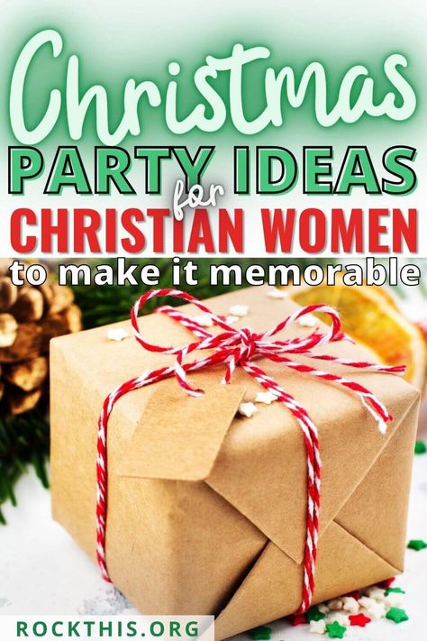 Christmas Party Ideas for Christian Women — t.His | Rock This Revival Church Ladies Christmas Party Games, Christmas Party Games For Church Ladies, Christian Ladies Christmas Party Ideas, Christian Christmas Party Favors, Christmas Fellowship Ideas, Womens Ministry Christmas Party Games, Bible Study Christmas Party Ideas, Women’s Ministry Christmas Ideas, Small Group Gift Ideas