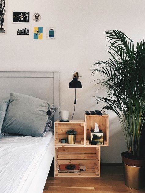 Ikea Wooden Crate Ideas, Wooden Crate Decor, Wooden Crate Ideas, Diy Sofa Bed, Crate Decor, Diy Dining Room, Wooden Crates, Decor Minimalist, Room Ideas Bedroom