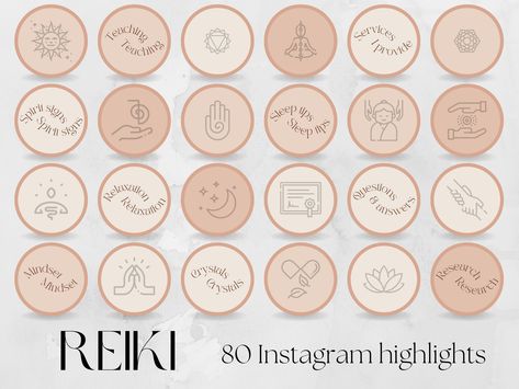 Excited to share the latest addition to my #etsy shop: 80 Reiki Master Social Media Story Highlight Covers | reiki healing, chakras tarot, crystals, energy healing business, spirituality mindful https://etsy.me/3RGiUv5 #pink #beige #storyhighlights #instagram #facebook Reiki Social Media Content, Reiki Instagram Feed, Reiki Logo Design, Spiritual Highlight Covers, Reiki Branding, Reiki Logo, Tarot Crystals, Healing Business, Healing Logo