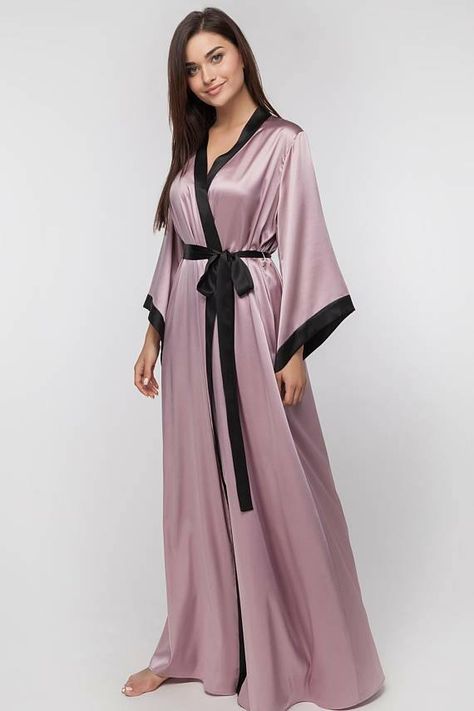 #Dress #Fashion #Stylish #Cute #Fancy #Elegant #Beautiful #Sleepingdress Robe Pajamas, Silk Bridal Robe, Silk Robe Long, Robe Silk, Wedding Dresses Boho, Silk Clothes, Pajama Fashion, Sleepwear Fashion, Most Beautiful Wedding Dresses