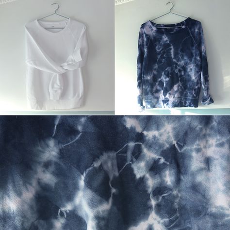 Indigo Poolside Sweater | Fabric & Polyester Dye Tie Dye Shirts Patterns, Tie Dye Patterns Diy, Diy Tie Dye Shirts, Don Pedro, Tie Dye Party, Rit Dye, Tie Dye Crafts, Diy Tie, How To Tie Dye