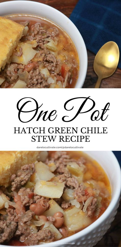 Meals With Green Chile, Green Chili Soup Crockpot Easy Recipes, Hatch Green Chile Sausage Recipes, Crockpot Green Chili Stew, Nm Green Chile Stew, Green Chili Stew Instant Pot, Crock Pot Green Chile Stew, Green Chili Stew With Hamburger Meat, Hatch Green Chili Soup Recipes