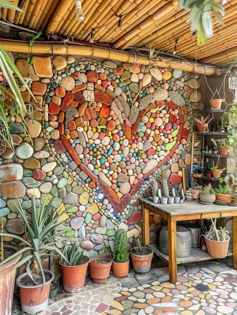 Rock Garden Design, Mosaic Garden, Outdoor Decor Backyard, Rustic Garden Decor, Rustic Gardens, Dream House Decor, Backyard Decor, Rock Garden, Backyard Landscaping Designs