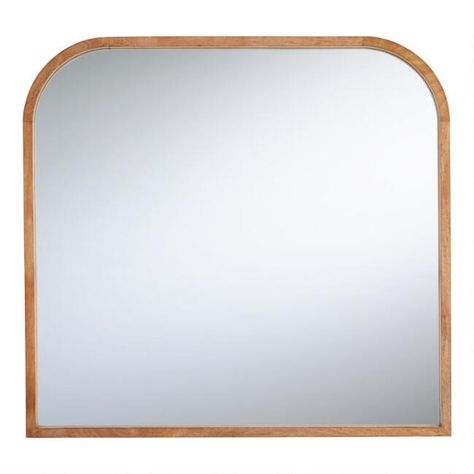 Wood Arched Talia Vanity Mirror | World Market World Market Mirror, Wood Arched Mirror, Wood Arch Mirror, Wood Framed Mirror Bathroom, Village Bathroom, Arched Vanity Mirror, Wood Vanity Mirror, Arched Bathroom Mirror, Vanity Mirror Wood