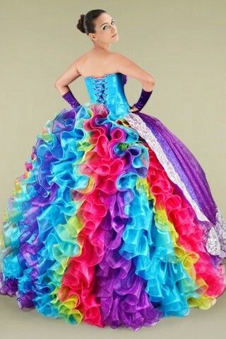 Rainbow Quinceanera Dresses | Dressed Up Girl Ugly Quinceanera Dresses, Rainbow Quinceanera Dresses, Ugly Prom Dress, Rainbow Prom Dress, Weird Wedding Dress, Dresses Polyvore, Prom Dress 2012, Ugly Dresses, Crazy Dresses