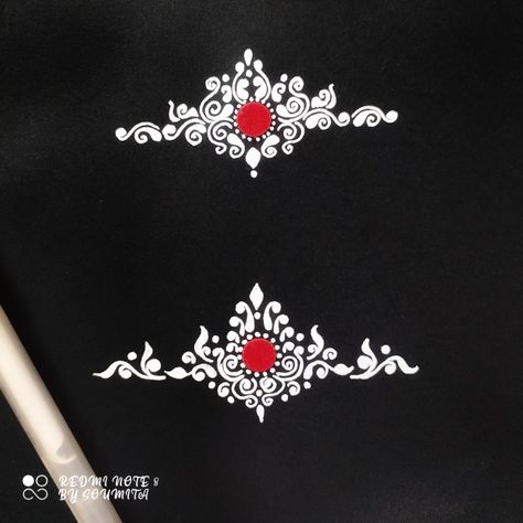 Easy kolka design.. Kolka Design Bridal Simple, Bengali Kumkum Design, Easy Bridal Kolka Design, Easy Kolka Design, Bengali Bridal Kolka Design, Kolka Art Design, Kolka Design Drawing, Kolka Design Bridal, Bengali Kolka Design