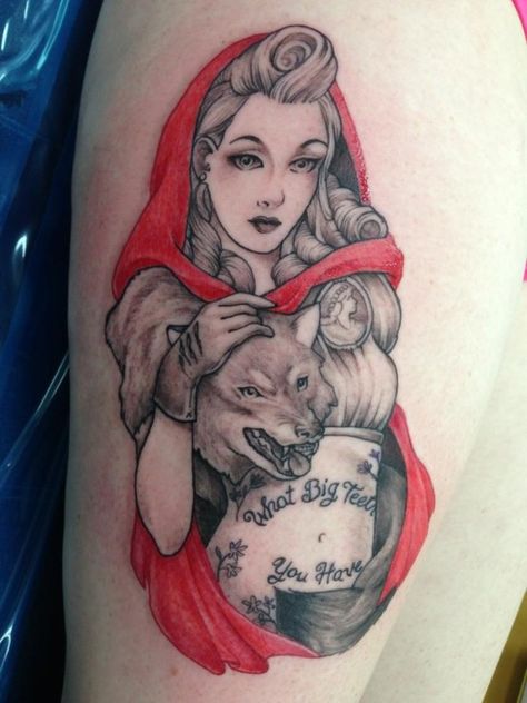 Conan Little Red Riding Hood Tattoo, Red Riding Hood Tattoo, Hood Tattoos, Red Riding Hood Art, Red Ink Tattoos, Japanese Sleeve Tattoos, Red Tattoos, Top Tattoos, Makeup Tattoos