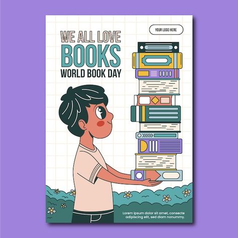 World Book Day Poster, Book Poster, Birds Of Paradise Flower, World Book Day, Booklet Design, Book Day, Creative Poster, Vertical Poster, Creative Poster Design