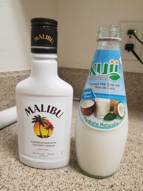 Malibu with kuii coconut drink!!! ***careful this one sneaks up on you***😉 Kuii Drinks, Coconut Liqueur, Coconut Drink, Coconut Drinks, Caribbean Rum, Sweet Drinks, Sneaks Up, Yummy Foods, Liqueur