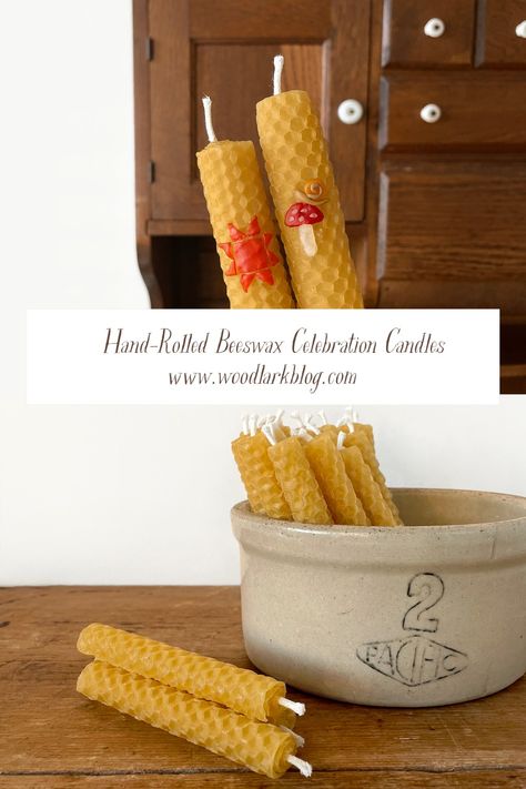 Beeswax Wrap Candles, Beeswax Modeling Waldorf, Rolled Beeswax Candles Diy, Candle Staging, Beeswax Crafts, Pine Crafts, Woodlark Blog, Hannukah Candles, Making Beeswax Candles