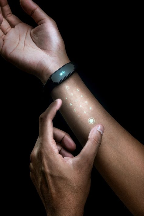 Smartwatch with hologram wearable technology | premium image by rawpixel.com / roungroat Hologram Watch, Smart Gloves, Tech Accessories Gadgets, Wearable Computer, Tech Watches, Virtual Reality Technology, Innovative Gadget, Crazy Ideas, Wearables Design