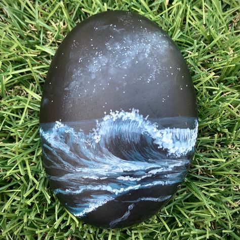 Hand Painted In Los Angeles Acrylic On 3” Hand Picked River Rock With Matte Overcoat. I’m A 24 Year Old Artist And Paramedic Saving To Go To Medical School. Lake Rock Painting, Big Rock Painting Ideas For Garden, Pineapple Rock Painting, Rock Painting Ideas Black, Witchy Painted Rocks, Large Rock Painting Ideas, Fall Rock Painting, Positivity Rocks, Beach Rocks Crafts