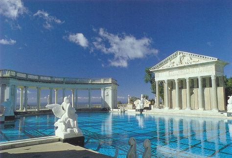 Hearst Castle Pool, Simeon, California - such a neat place!!  Look for the zebras if you ever visit. Hearst Castle Pool, Castle Pool, Piscina Interior, Bangunan Minecraft, Hearst Castle, San Simeon, Luxury Pools, Dream Pools, Beautiful Pools