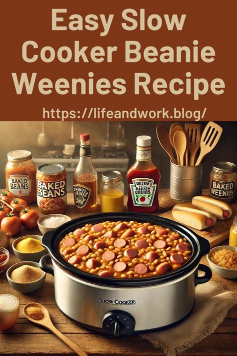 After School Slow Cooker Beanie Weenies Crockpot Beanie Weenies, Beanie Weenies Recipes Crock Pot, Beenie Weenie Crockpot, Homemade Beanie Weenies, Beanie Weenies Recipes, Weenies Recipe, Crockpot Sides, Kid Dinners, Beanie Weenies