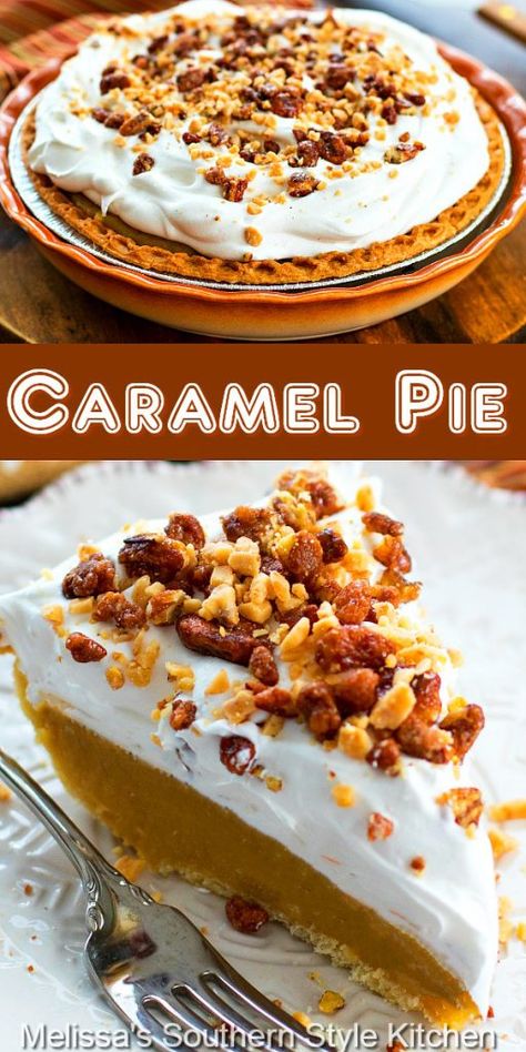 Punk Girl Style, Caramel Pie Recipe, Thanksgiving Desserts Pie, Flaky Pie Crust Recipe, Thanksgiving Pie Recipes, Caramel Pie, Retro Desserts, Homemade Custard, Butter Caramel