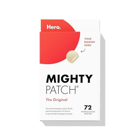 Mighty Patch™ Original patch from Hero Cosmetics - Hydrocolloid Acne Pimple Patch for Covering Zits and Blemishes, Spot Stickers for Face and Skin (72 Count) : Beauty & Personal Care Acne Pimple Patch, Mighty Patch, Acne Patch, Pimples Overnight, Pimple Patch, Pore Cleansing, Grocery List, Makeup Skin Care, Pharmacy Gifts