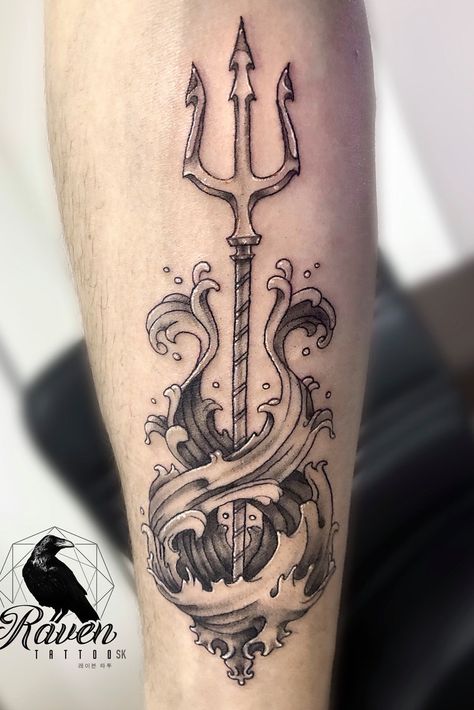 beautiful Poseidon trident tattoo | Apr 22nd 2020 | 1355075 Poseidon Trident Tattoo, Trident Tattoo, Tato Tradisional, Poseidon Trident, Poseidon Tattoo, Traditional Tattoo Designs, Aquarius Tattoo, Greek Mythology Tattoos, Nautical Tattoo