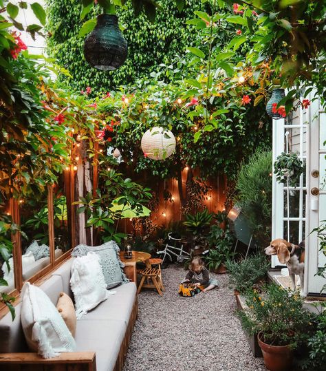 How I Turned My Tiny Backyard Into an Outdoor Oasis Small Patio Fake Grass Ideas, Dreamy Small Backyard, Patio Oasis Ideas On A Budget, Small Garden Oasis Backyard Ideas, Backyard Gravel Patio Ideas, Rowhome Backyard Ideas, Urban Front Yard Landscaping, Ikea Backyard Ideas, Yard Oasis Ideas