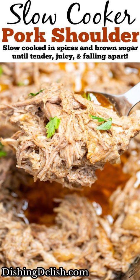 Slow Cooker Pork Shoulder Crock Pot Pork Shoulder Slow Cooker, Crockpot Pulled Pork Shoulder, Pork Shredded Recipes, Recipe With Pork Shoulder, What To Do With Pork Shoulder, Pork Shoulder In The Crock Pot, Pork Shoulder Ribs Crock Pot, Slow Roast Pork Shoulder, Recipe For Pork Shoulder Roast