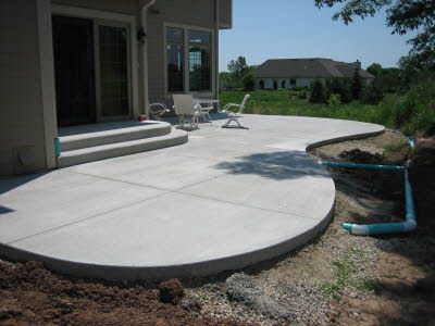 simple concrete stamped patios - Google Search | backyard spaces ... Simple Concrete Patio Ideas On A Budget, Modern Small Patio, Concrete Patio Ideas Small Backyard, Back Cement Patio Ideas, Wrap Around Cement Patio, Round Concrete Patio Ideas, Plain Concrete Patio, Concrete Patio On Sloped Yard, Concrete Patio With Steps Down From House