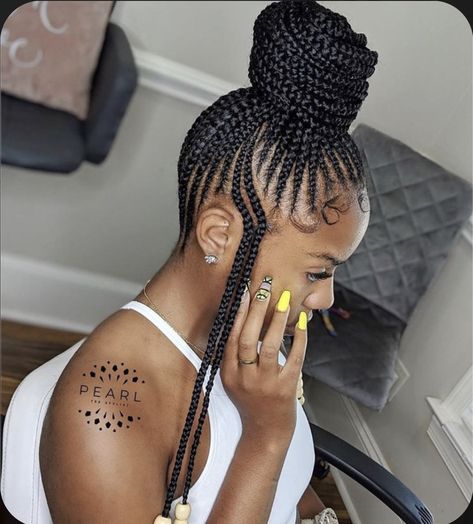 Braided Bun Styles, Cornrow Ponytail, Feed In Braids Hairstyles, African Hair Braiding Styles, Braided Bun Hairstyles, Box Braids Hairstyles For Black Women, Braided Cornrow Hairstyles, Braids Hairstyles Pictures, Small Braids