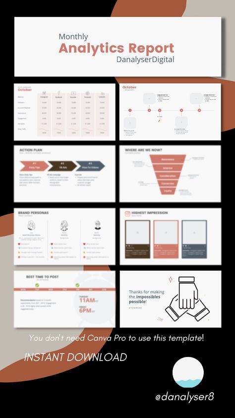 Infographics for marketing reporting, analytics reporting for social media managers and virtual assistant Canva Infographic, Canva Presentation Template, Marketing Report Template, Canva Presentation, Social Media Analysis, Social Media Metrics, Instagram Report, Social Media Tracker, Social Media Report