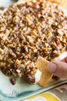 French Quarter Pecan Cheese Spread Recipe - This is one of the best snack spreads I've ever had. It's always gone in minutes when I take it to a party. Cheese Spread Recipes, Sweet Dips, Cream Cheese Spreads, Mustard Sauce, Spread Recipes, Buffalo Chicken Dip, Think Food, Cheese Spread, Finger Food Appetizers