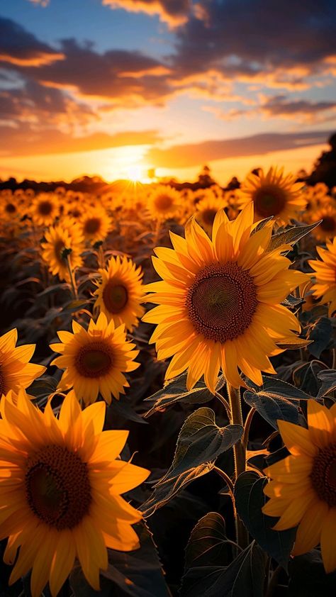 Sun Flowers Wallpaper, Sunflower Sunset, Sunflowers And Roses, Sunflower Photography, Yellow Petals, Sunflower Pictures, Sun Flowers, Sunflower Wallpaper, Pretty Landscapes