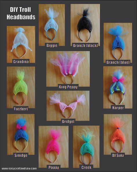 Easy Craft and Sew – Inspiration and tutorials for simple DIY sewing and craft projects Troll Headband Diy, Trolls Headband, Troll Costume, Trolls Birthday Party, Troll Party, Geocaching, Easy Craft, 4th Birthday Parties, 3rd Birthday Parties