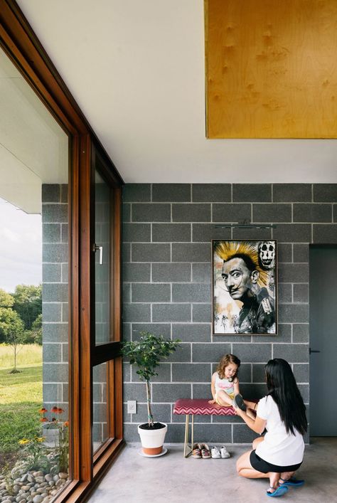 J_spy uses concrete blocks to form Catskills House in rural New York Concrete Block House, Concrete Block Walls, Church Interior Design, Concrete Houses, The Catskills, Concrete Block, Stone Architecture, Masonry Wall, Concrete House