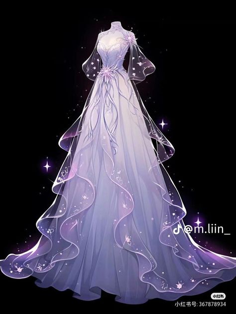 Vestidos Anime, Dreamy Gowns, 파티 드레스, Fantasy Dresses, Fashion Drawing Dresses, Dress Design Sketches, Fashion Illustration Dresses, Dress Sketches, Dress Drawing