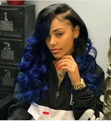 @TRUUBEAUTYS💧 Twisted Hair, Pretty Hair Color, Hair Laid, Sew In, Hair Game, Black Girls Hairstyles, Remy Human Hair, Hair Bundles, Blue And Black