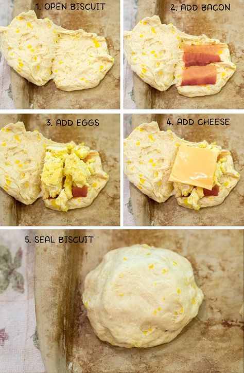 Essen, Cheese Stuffed Biscuits, Freezer Breakfast Meals, Country Biscuits, Work Breakfast, Bacon Egg Cheese, Breakfast Biscuits, Breakfast Prep, Bacon Egg And Cheese