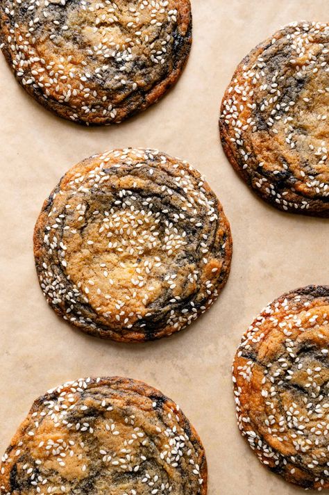 Black Sesame Cookies, Black Sesame Dessert, Black Sesame Paste, Sesame Paste, Sesame Cookies, Orange Cookies, Honey Cookies, Caramel Cookies, Peanut Butter Chocolate Chip