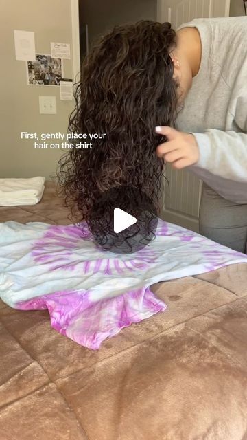 KYMBERLY MCCALLA on Instagram: "Curly hair plopping tutorial (version 3) 🤍🤍  #curlyhair #curlyhairstyle #curlyhairstyles #curlygirl #curlsnstyle #longcurlyhair #curlyhairdontcare #naturallycurly #curlbox" How To Plop Curly Hair T Shirts, Plopping Curly Hair Overnight, How To Plop Curly Hair, Curly Hair Plopping, Plopping Curly Hair, Hair Plopping, Curly Hair Overnight, March 1, Long Curly Hair