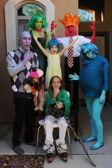 Cassidy: My husband, children and I dressed up as all of the characters from Inside Out. We have Joy, Sadness, Anger, Disgust, and Fear. We also have Riley, the girl whose... Fear From Inside Out Costume, Croods Family Costume, Coustems Ideas Halloween, Anger Inside Out Halloween Costume, Inside Out Dress Up, Croods Halloween Costume, Inside Out Family Costume, Inside Out Costumes Group, Inside Out Halloween Costume