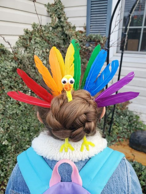 Thanksgiving Hairstyles, Thanksgiving Hair, Pixie Bob Haircut, Easter Hairstyles For Kids, Wacky Hair Days, Crazy Hair Day, Wacky Hair, Easter Hair Bow, Crazy Hair Day At School