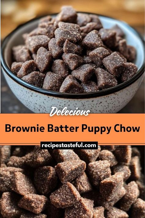 This decadent Brownie Batter Puppy Chow combines the rich flavors of brownie mix with creamy peanut butter and chocolate-covered Rice Chex cereal. It’s a sweet and addictive snack that's perfect for parties or a special treat. Chocolate Chex, Traditional Thanksgiving Recipes, Rice Chex, Brownie Cups, Easy Thanksgiving Recipes, Chex Cereal, Puppy Chow, Brownie Batter, Chex Mix