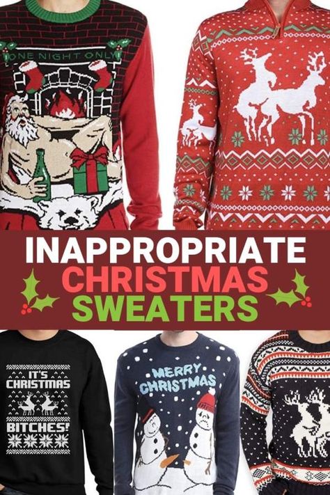 inappropriate christmas sweaters Inappropriate Christmas Sweaters, Funny Ugly Christmas Sweaters, Best Ugly Christmas Sweaters, Ugly Christmas Sweater Diy Funny, Ultimate Christmas Party, Christmas Party Attire, Christmas Sweater Outfits, Christmas Memes Funny, Best Ugly Christmas Sweater