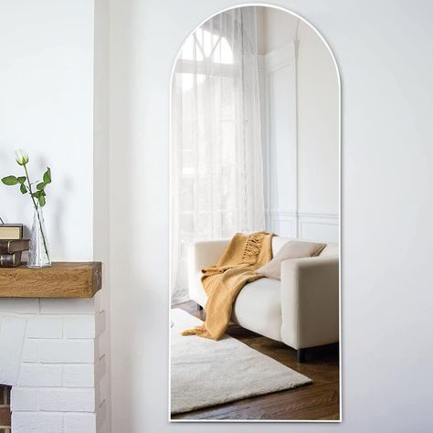 Amazon.com: Natsukage Arched Floor Mirror Full Length Mirror Large Long Arched Mirror Wall Mounted Mirror Full Body Dressing Mirror for Bathroom/Bedroom/Living Room Polystyrene Frame(Arched White, 65" x 22") : Home & Kitchen Full Length Mirror Wood Frame, Arched Floor Mirror, Large Floor Mirror, Mirror With Stand, Mirror Full Length, Walnut Mirror, Boho Mirror, Full Length Floor Mirror, Floor Standing Mirror