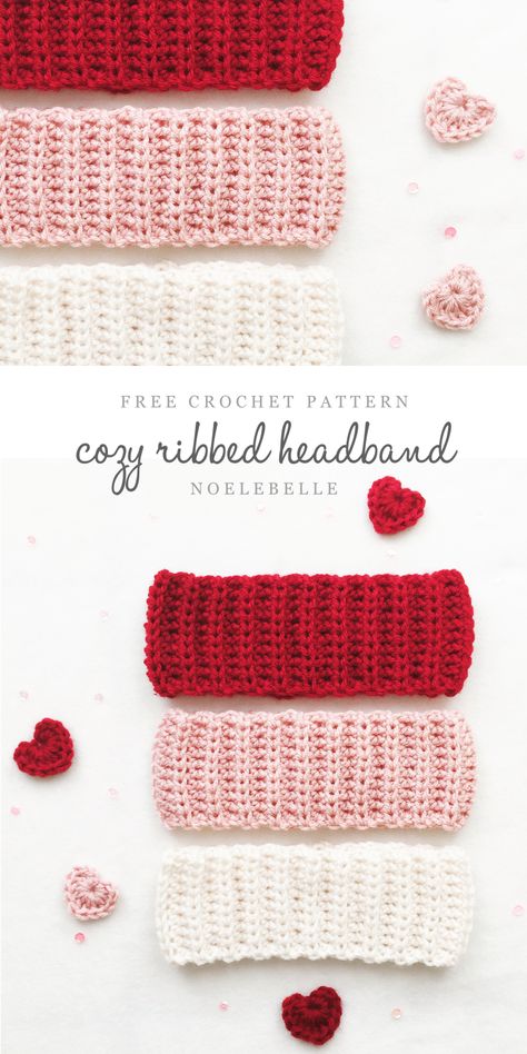 Crochet Heart Headband Pattern Free, Galentines Gifts Crochet, Crochet Ribbed Headband Pattern Free, Free Pattern Crochet Headband, Crochet Makeup Headband, Crochet Skincare Headband, Simple Crochet Headband, Crochet Head Bands Free Pattern, Easy Crochet Headband Pattern Free