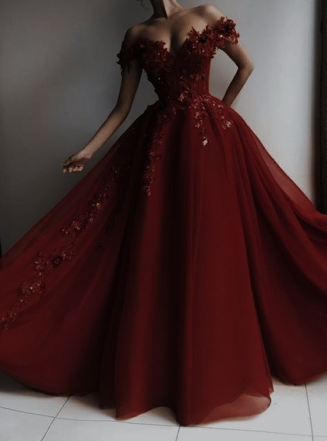 Wine Red Debut Gown, Red Prom Dress Princess, Red Royal Dresses Princesses, Red Princess Gown Royalty, Red Princess Prom Dress, Princess Ball Gowns Red, Dark Red Wedding Dress Brides, Dark Burgundy Quinceanera Dresses, Royal Ball Prom Dress