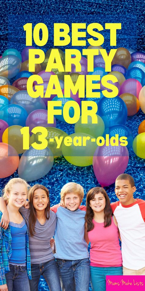 This is a list of the ten best party games for 13-year olds, fun birthday party games for 13-year-old birthday parties, add these fun party games to your party planning checklist for making the best 13th birthday party for your son or daughter. These are the most popular birthday party games for 13-year-olds, teen party games, fun teen party games, teen birthday party games, games for teenagers, the best party games for teens. 13th birthday party, 13-year-old party, party for 13-yea-old Two Person Party Games, Old School Birthday Party Games, 13th Birthday Party Games For Boys, 13 Birthday Party Activities, Teen Bday Party Games, Girls Bday Party Games, Fun Games To Play At A 13th Birthday Party, Party Games For Middle Schoolers, 13 Birthday Games Ideas