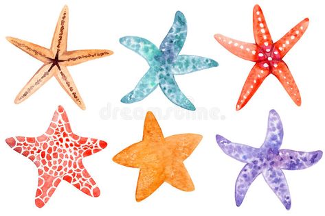 Watercolor Coral Reef, Starfish Clipart, Starfish Drawing, Lab Decor, Starfish Painting, Starfish Tattoo, Starfish Art, 달력 디자인, Coral Watercolor